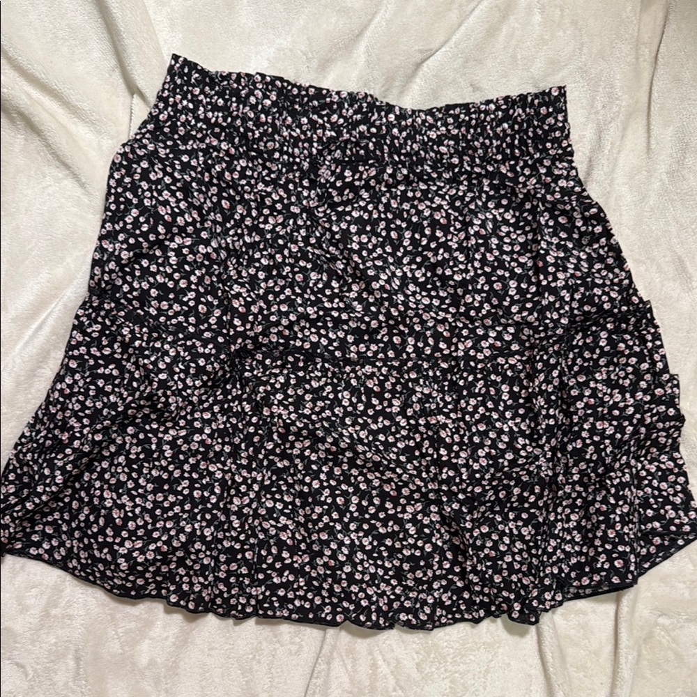 Black and Pink Skater Mini Skirt with Ruffles